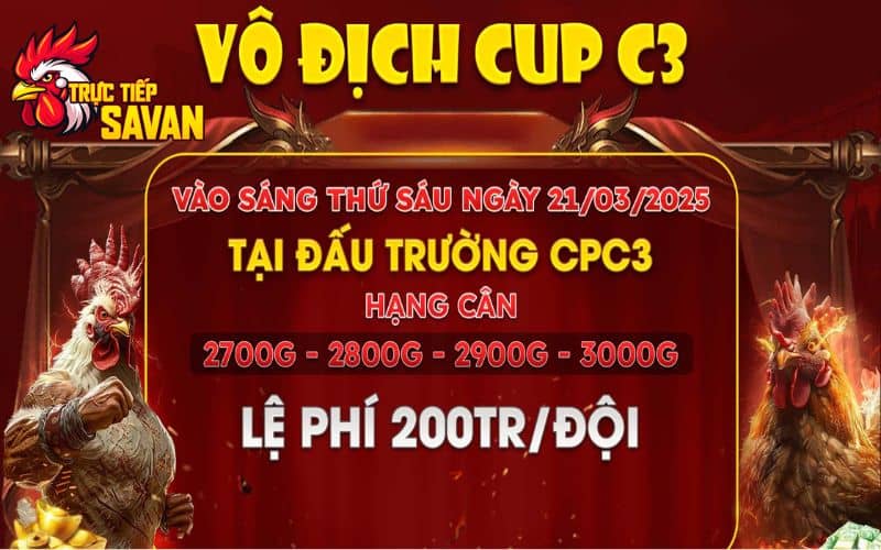 Thông Báo Giải Vô Địch Cup Tại CPC3 Ngày 21/03/2025 Thông Báo Giải Vô Địch Cup Tại CPC3 Ngày 21/03/2025